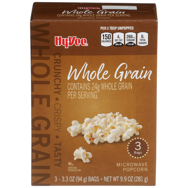 Hy-Vee Whole Grain Microwave Popcorn 3-3.3 Oz