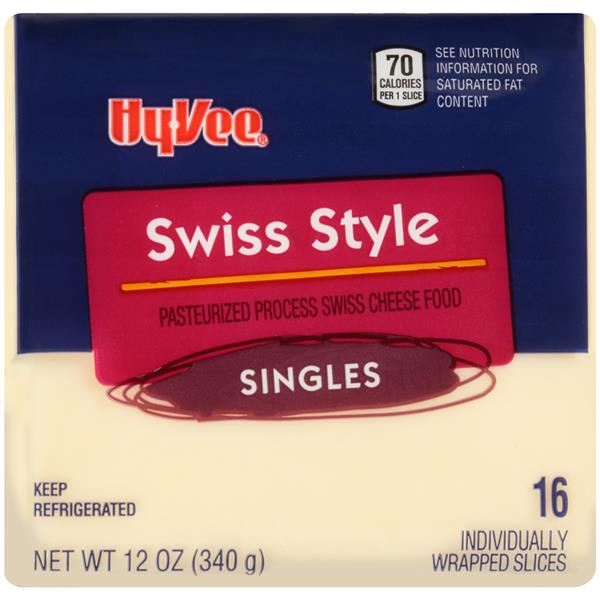 HyVee Singles Swiss Style Pasteurized Process Cheese Food 16Ct Hy