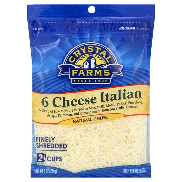 Crystal Farms 6 Cheese Italian Finely Shredded Cheese | Hy-Vee Aisles ...