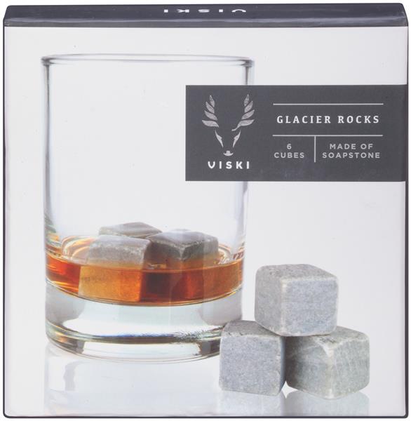 Viski Large Glacier Rocks Soapstone Cubes - Whiskey Ice Cubes