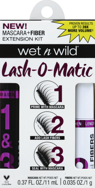 Wet N Wild Lash-O-Matic Mascara + Fiber Extension Kit, Very Black