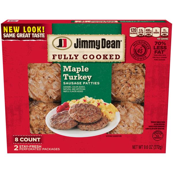 Jimmy Dean Fully Cooked Maple Turkey Sausage Patties 8Ct HyVee