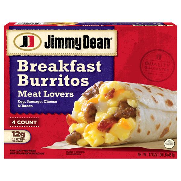 Jimmy Dean Breakfast Burritos Meat Lovers 4Ct HyVee Aisles Online Grocery Shopping