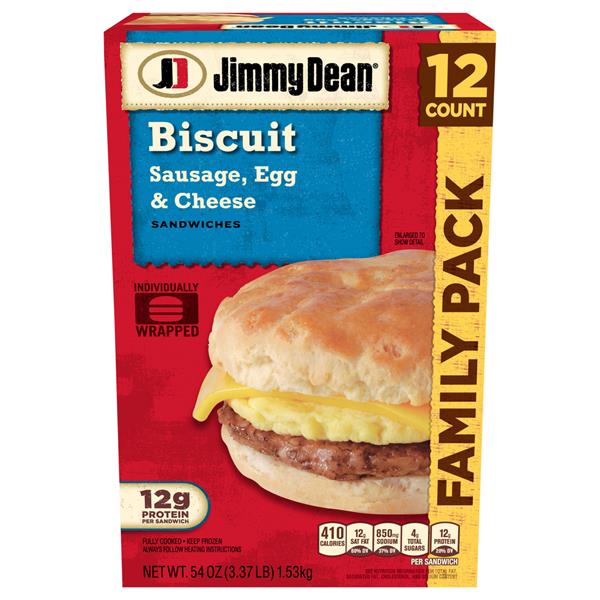 Jimmy Dean Sausage, Egg & Cheese Biscuit Sandwiches 12Ct | Hy-Vee ...