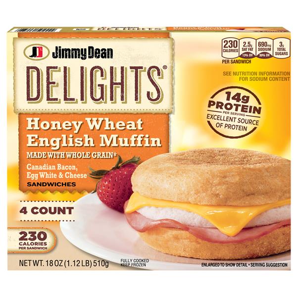 Jimmy Dean Delights Honey Wheat Muffin Canadian Bacon, Egg White