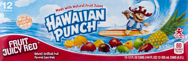 Save on Hawaiian Punch Juice Drink Fruit Juicy Red - 12 pk Order Online  Delivery