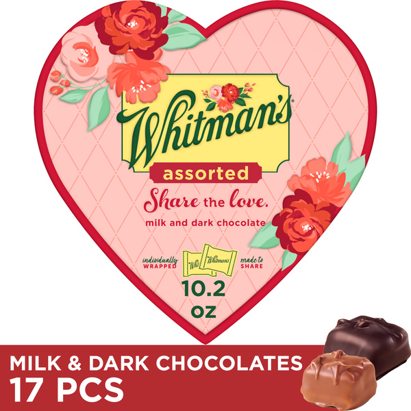 Whitman's Assorted Share the Love Heart, Milk & Dark Chocolate