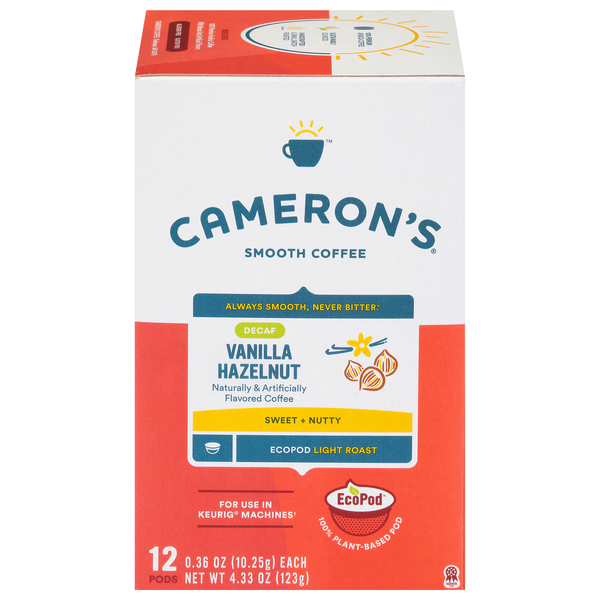 Cameron's Specialty Coffee Decaf Vanilla Hazelnut Light Roast Single ...