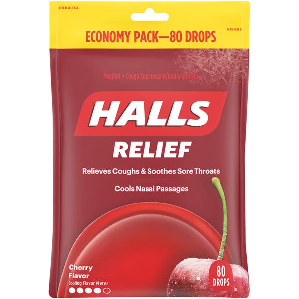 Halls Relief Cherry Flavor Cough & Sore Throat Drops HyVee Aisles