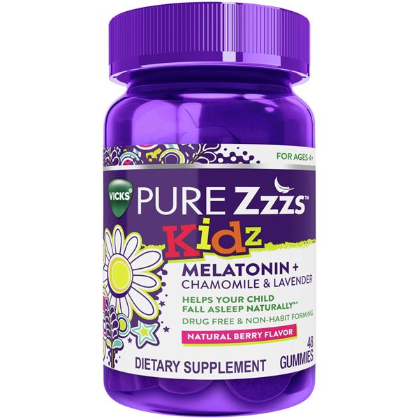 Vicks PURE Zzzs Kidz Melatonin + Chamomile & Lavender Sleep Aid Gummies