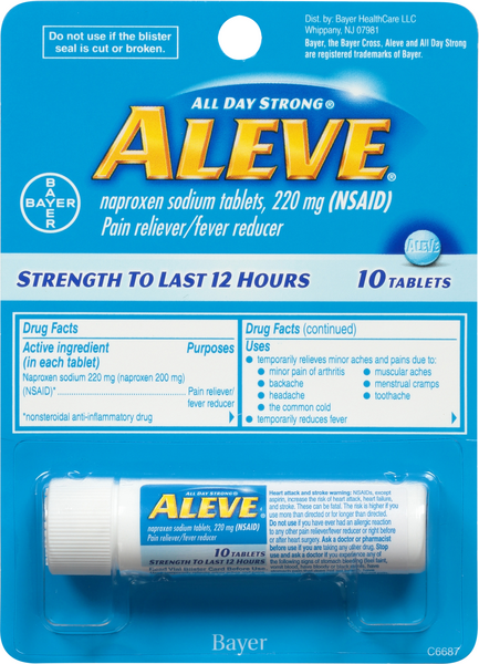 Aleve Naproxen Sodium Pain Reliever/Fever Reducer 220mg Tablets | Hy ...