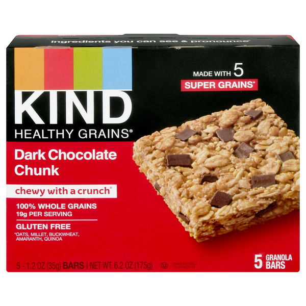 KIND Healthy Grains Dark Chocolate Chunk Granola Bars 5-1.2 oz Bars ...