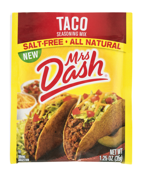 Salt-free taco seasoning from Mrs Dash, a start to your low-salt