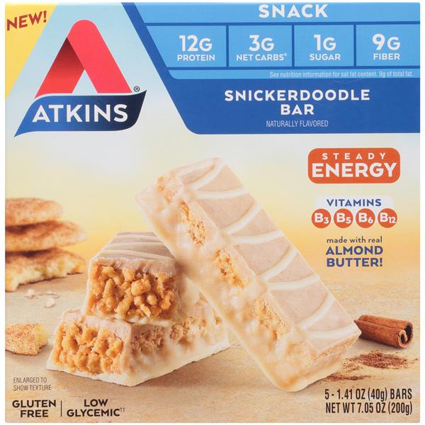 Atkins Snickerdoodle Snack Bars 5 1 41 Oz Bars