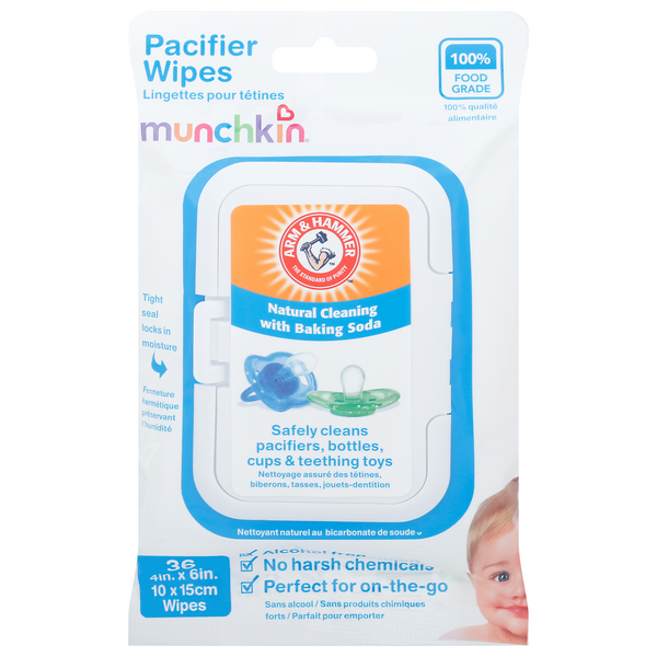  Munchkin Arm and Hammer Pacifier Wipes, White, 108 Count : Baby