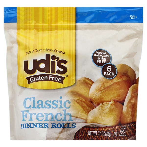 Udi's Gluten Free Classic French Dinner Rolls 6Pk HyVee Aisles