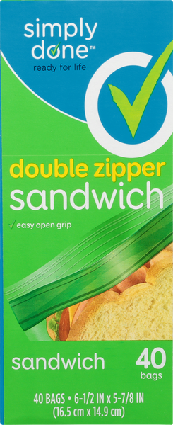 Home Select Sandwich Bags, Zipper Seal 40 Ea, Trial Sizes Store