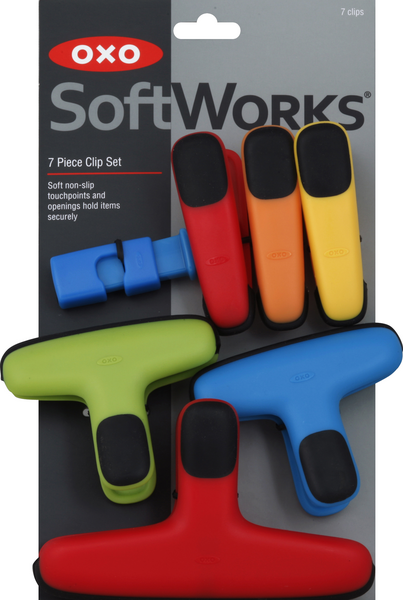 OXO Softworks 7 Piece Clip Set, 10.35 in / 2 in, Mix Colors 