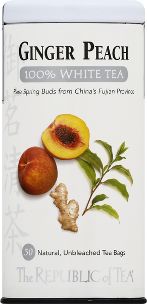 【BITTERCELLS】 Heidi Check Ringer Tea-Cream The Republic of Tea 100% White Tea, Ginger Peach, 50Ct Bags