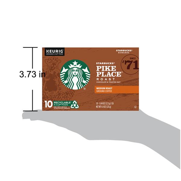 Starbucks K-Cup Pods Medium Ground 100% Arabica Pike Place Roast Coffee ...