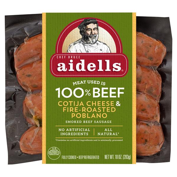 Aidells Cotija Cheese & Fire Roasted Poblano Smoked Beef Sausage Hy