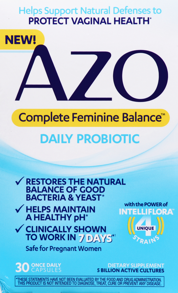 azo complete feminine balance daily probiotic capsules