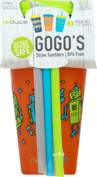 Reduce GoGo's Straw Tumblers 12 oz (3 Pack Sets)