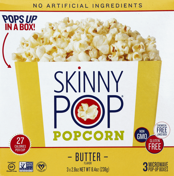 Skinny Pop Popcorn, Butter Flavor, Microwave PopUp Boxes HyVee