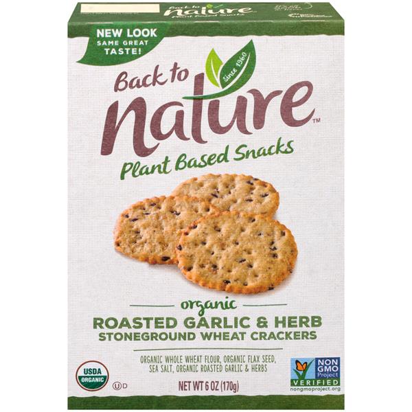 Back To Nature Organic Roasted Garlic Herb Stoneground Wheat Crackers Hy Vee Aisles Online Grocery Shopping