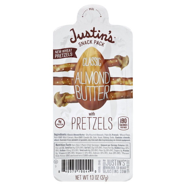 Justin's Snack Pack Classic Almond Butter With Pretzels HyVee Aisles