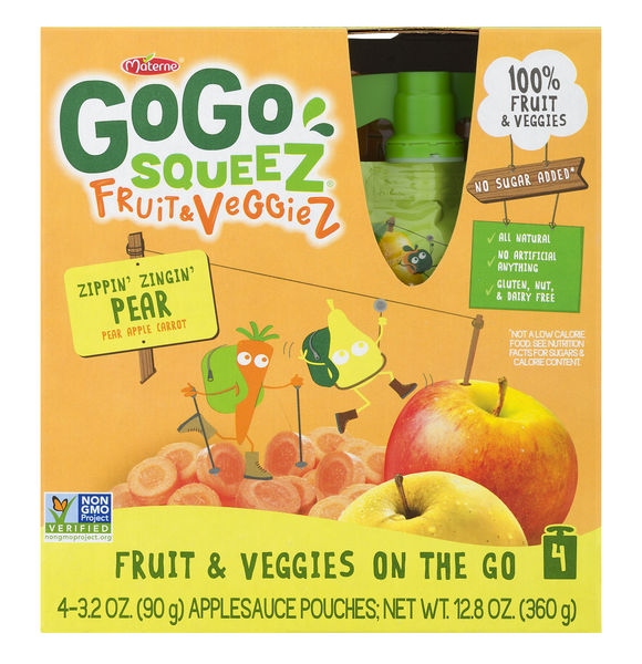 GoGo Squeez Fruit & Veggiez Zippin' Zingin' Pear 4 Count | Hy-Vee