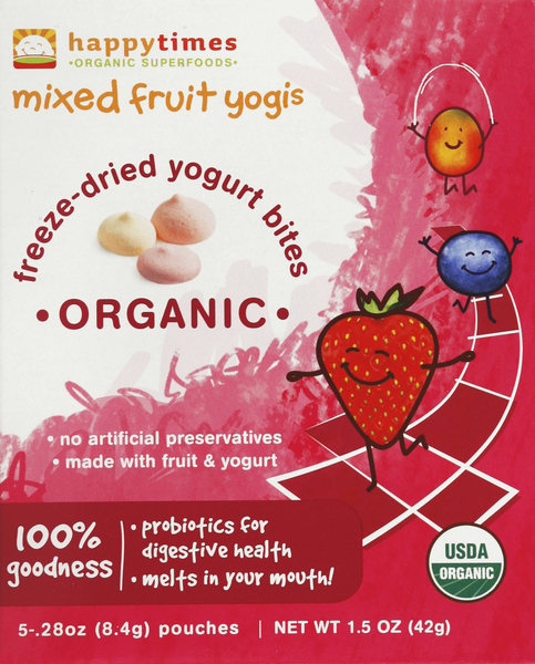 HappyTimes Mixed Fruit Yogis Organic Freeze Dried Yogurt Bites 5