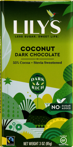 Lily's Crispy Rice Dark Chocolate Bar, No Sugar Added, 55% Cocoa
