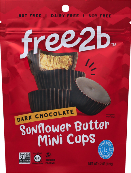 Free2B Sunflower Butter Mini Cups, Dark Chocolate