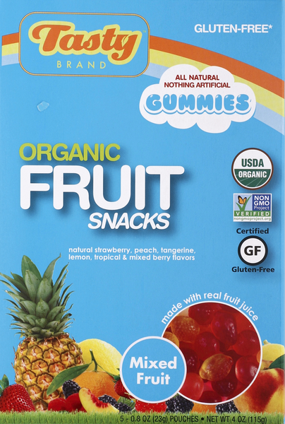 Tasty Fruit Snacks, Organic, Mixed Fruit 5-.8oz. Pouches | Hy-Vee