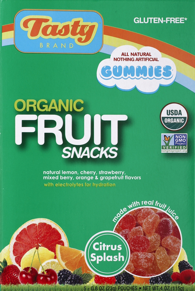 Tasty Fruit Snacks, Organic, Citrus Splash 5-.8oz. Pouches | Hy