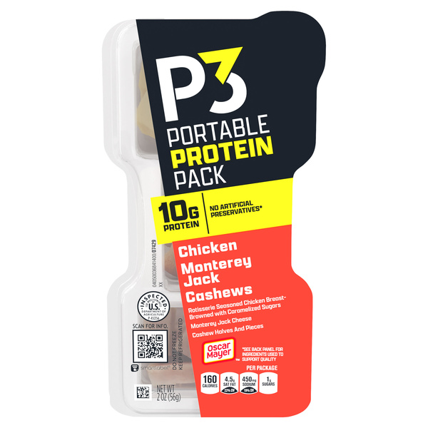 P3 Portable Protein Snack Pack with Chicken, Cashews & Monterey