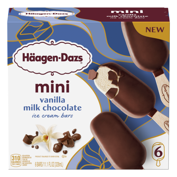 Haagen-Dazs Mini Ice Cream Bars, Vanilla Milk Chocolate, 6Ct | Hy