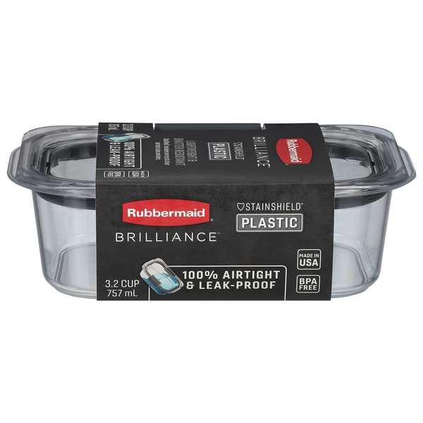 Rubbermaid Brilliance Container, Glass, 3.2 Cup