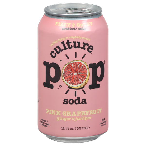 Culture Pop Fizzy & Gutsy Pink Grapefruit Probiotic Soda 12 fl oz