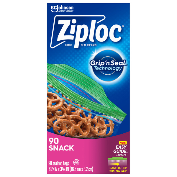 Ziploc Snack Bags with EasyGuide Texture, 90 Count | Hy-Vee Aisles