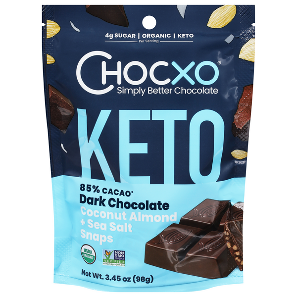 choco◆値下げ相談OK 38 ChocXO Keto Coconut Almond + Sea Salt Snaps, Dark Chocolate, 85