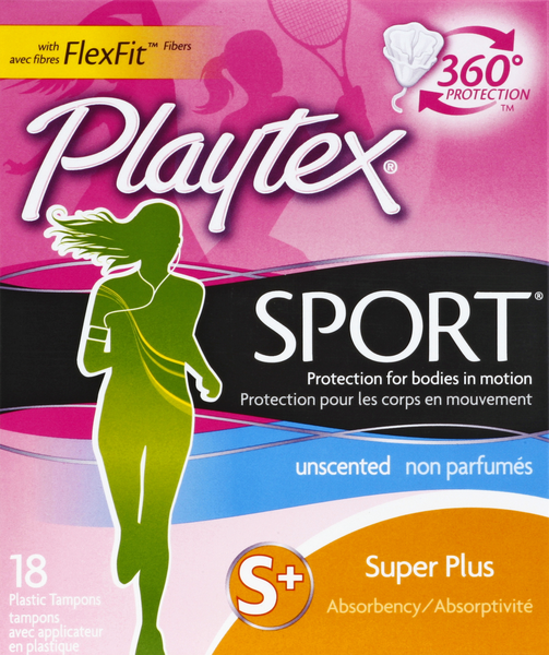 Playtex Sport Plastic Tampons Unscented Super Plus Absorbency