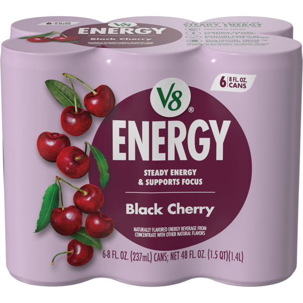V8 +Energy Black Cherry Vegetable & Fruit Juice 6Pk | Hy-Vee