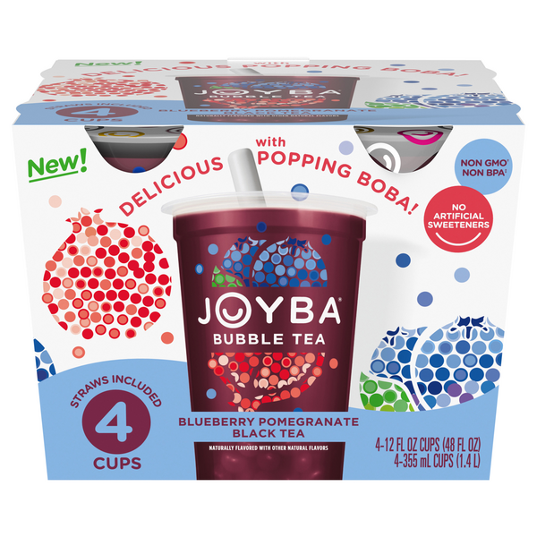 Joyba Raspberry Dragon Fruit Black Bubble Tea - 4pk/12 Fl Oz Cups