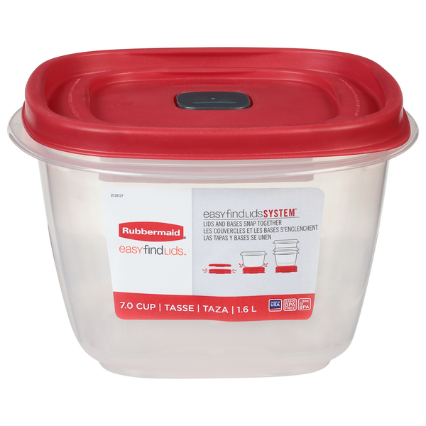 Rubbermaid 7F57-RE-TCHIL Divided Rectangle Container, 29.6 Oz., Red Lid
