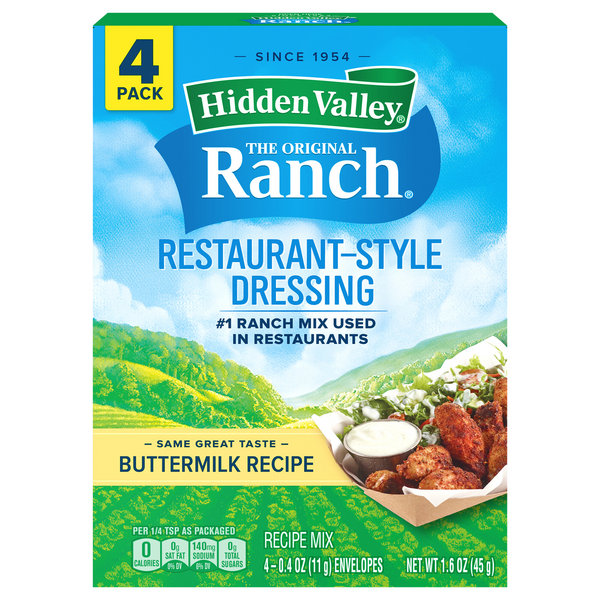 Hidden Valley Buttermilk Ranch Salad Dressing & Seasoning Mix, 4-0.4 Oz Envelopes | Hy-Vee Aisles Online Grocery Shopping Hidden Valley Buttermilk Ranch Salad Dressing & Seasoning Mix, 4-0.4 Oz Envelopes | Hy-Vee Aisles Online Grocery Shopping