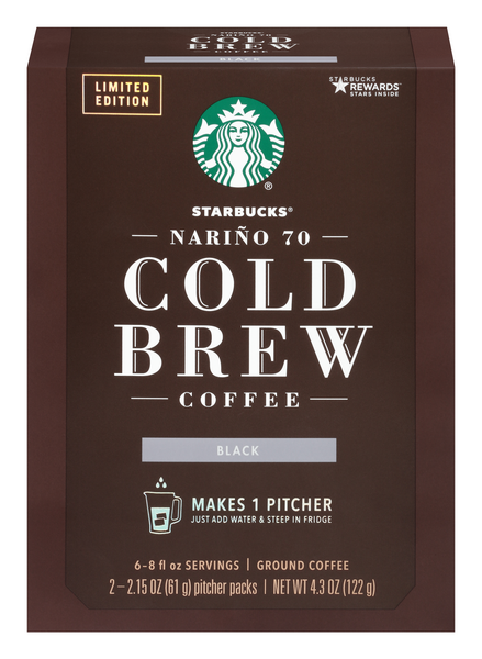 Starbucks Narino 70 Cold Brew Coffee, Black, 2-2.15 oz Pitcher