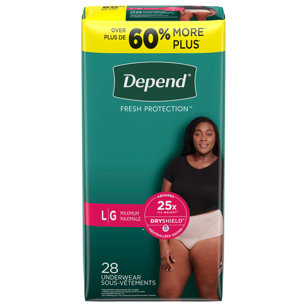Depend Women Underwear Large Maximum, Blush Color
