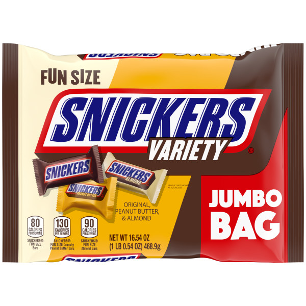 SNICKERS Almond, Peanut Butter & Original Fun Size Assorted Bulk Halloween  Candy Bar Variety Pack - 16.54oz